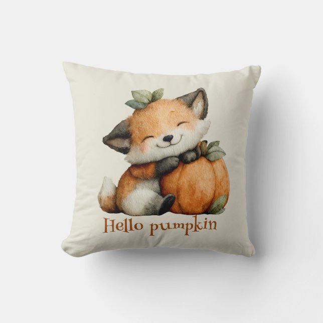 Coussin Bonjour Citrouille mignon Fox Halloween Design (Recto)