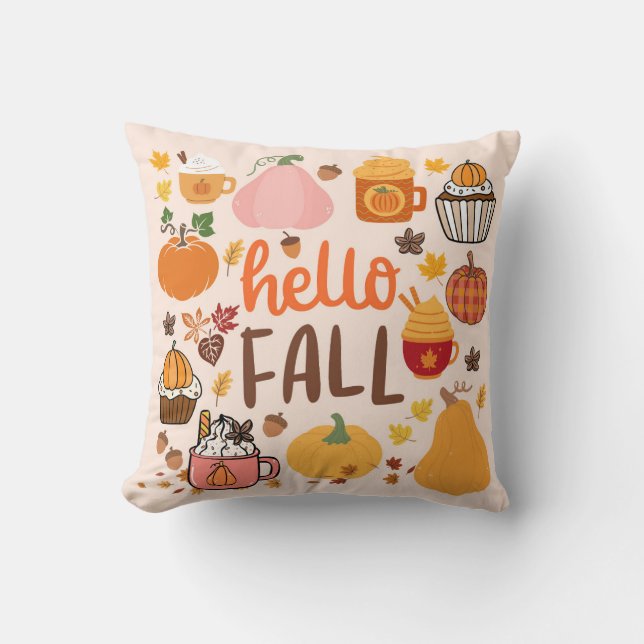 Coussin Bonjour citrouilles d'automne (Recto)