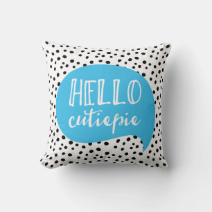 Coussin Bonjour Cutiepie bleu noir poka point spotcoussin
