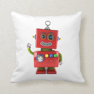 Coussin Bonjour de ondulation de robot rouge de jouet