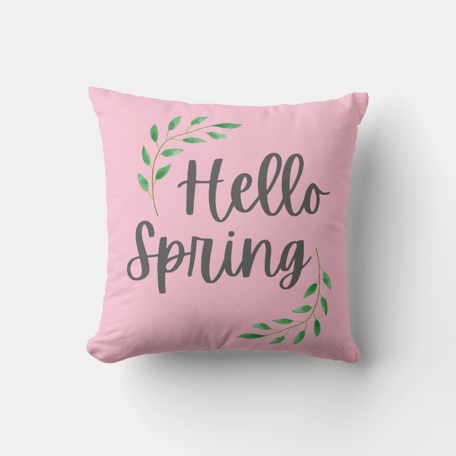 Coussin Bonjour décoration florale pastel printemps (Recto)