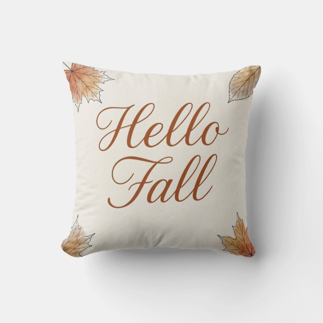 Coussin Bonjour Élégant Aquarelle Feuillage d'Automne  (Recto)