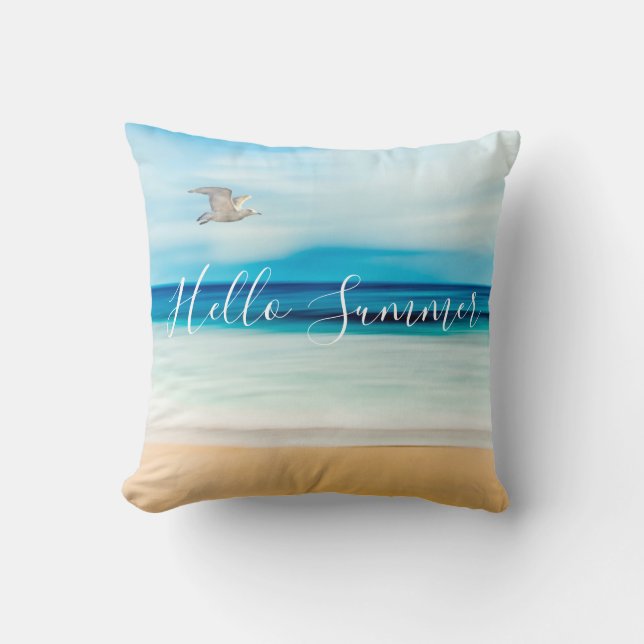 Coussin Bonjour été mer nautique mer tropicale (Recto)