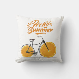 Coussin Bonjour été, moto rétro amusant T-Shirt