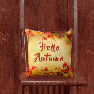 Coussin Bonjour Feuilles d'automne sur l'ancien Arrière -