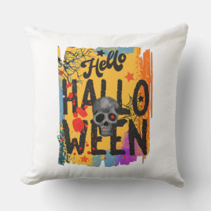 Coussin Bonjour Halloween - Crâne, Branches Éffrayantes et