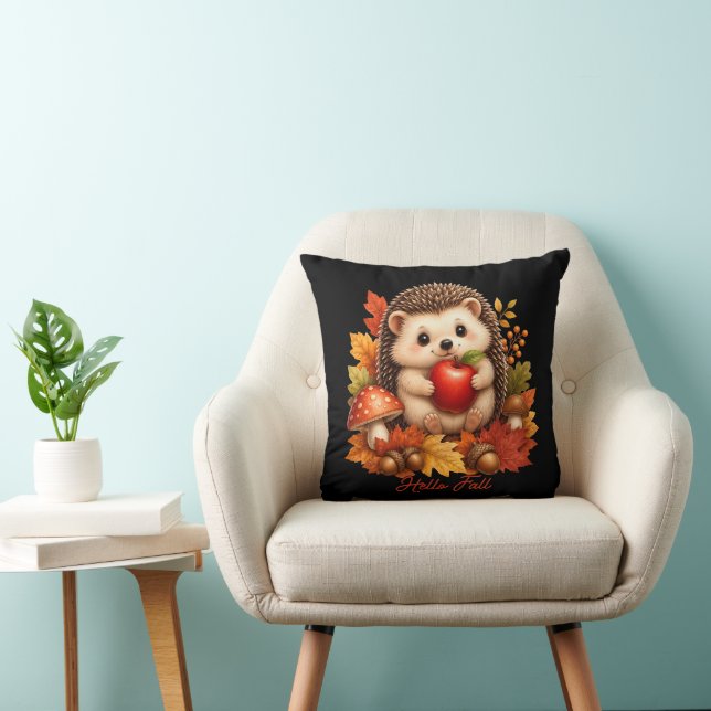 Coussin Bonjour Hérisson Mignon D'automne  (Chaise)