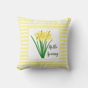 Coussin Bonjour Jonquille Jaune de Printemps