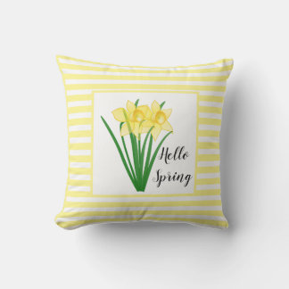 Coussin Bonjour Jonquille Jaune de Printemps
