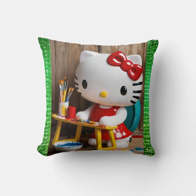 Coussin Bonjour kity Throw Pillow (Recto)