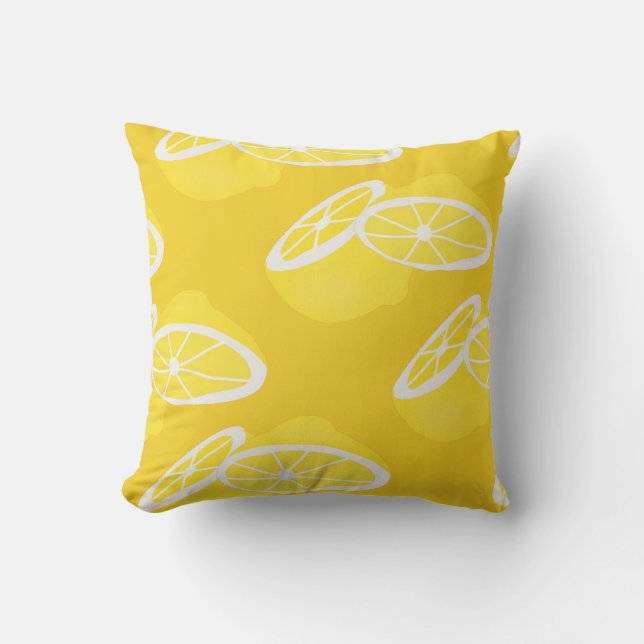 Coussin Bonjour Lemon, fruit jaune moderne (Recto)