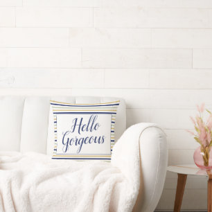 Coussin Bonjour magnifique rayé