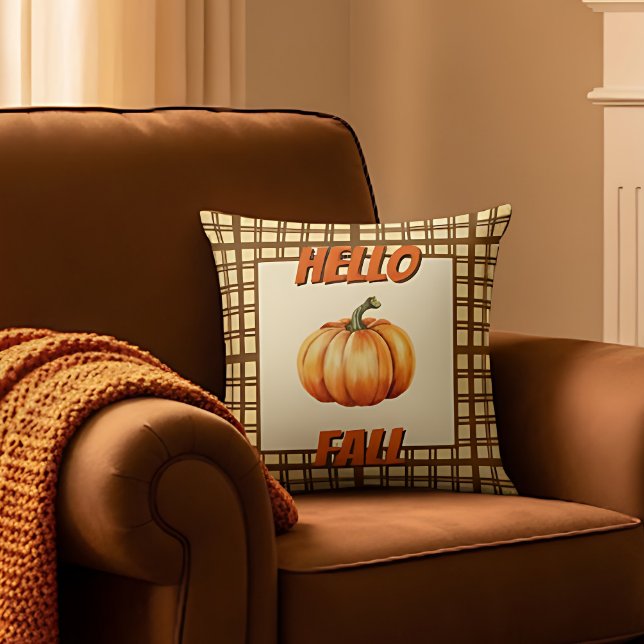 Coussin Bonjour Maison de campagne d'automne avec citrouil (Stylish Hello Fall Pillow)