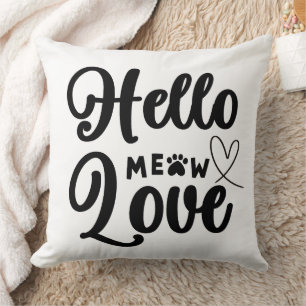 Coussin Bonjour Meow Love, Cute Cat Paws Coeur