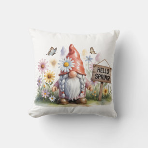 Coussin Bonjour Nain de Jardin du Printemps : Joli Nain av