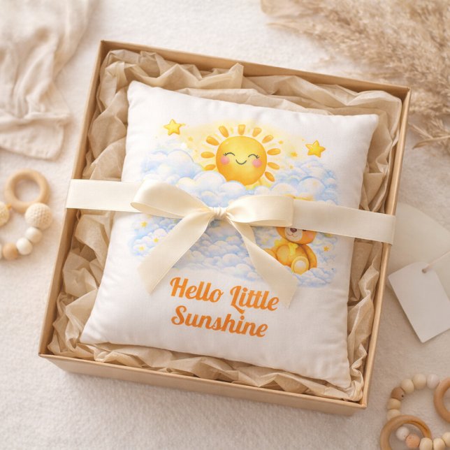 Coussin Bonjour Petite Douce Ensoleillée Bébé Ciel Bleu (Créateur téléchargé)