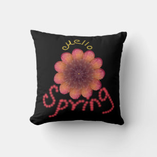 Coussin Bonjour Printemps - Fleur Rose et Orange Texturée 
