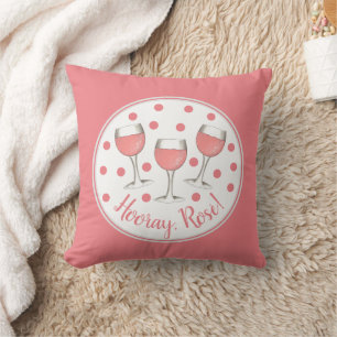 Coussin Bonjour, Rosé ! Verre rose vif rose vigne