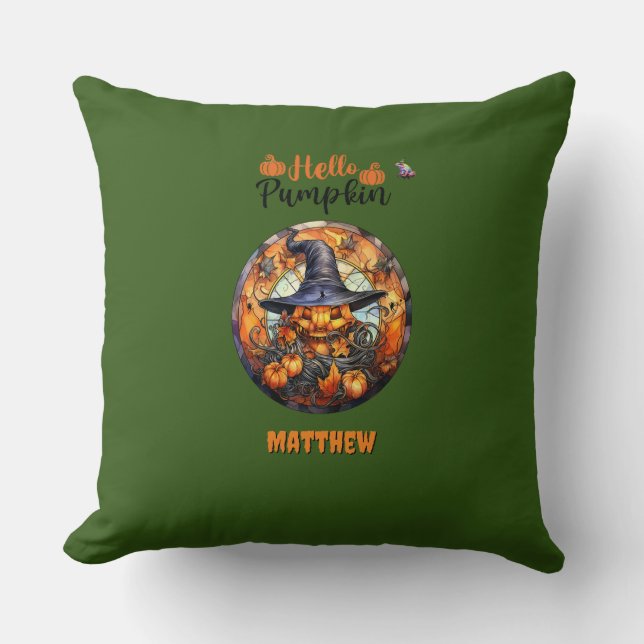 Coussin Bonjour Scary Hallowe'en Citrouille (Recto)