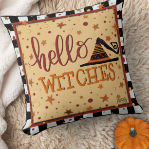 Coussin Bonjour sorcières drôle mignonne Casquette Hallowe
