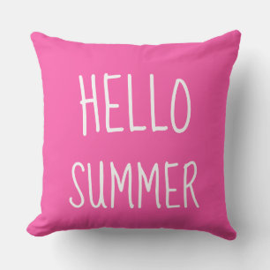 Coussin Bonjour typographie cool estivale colorée