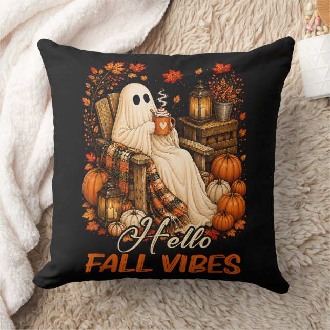 Coussin Bonjour Vibrations d'Automne Fantôme Mignon Citrou (Couverture)