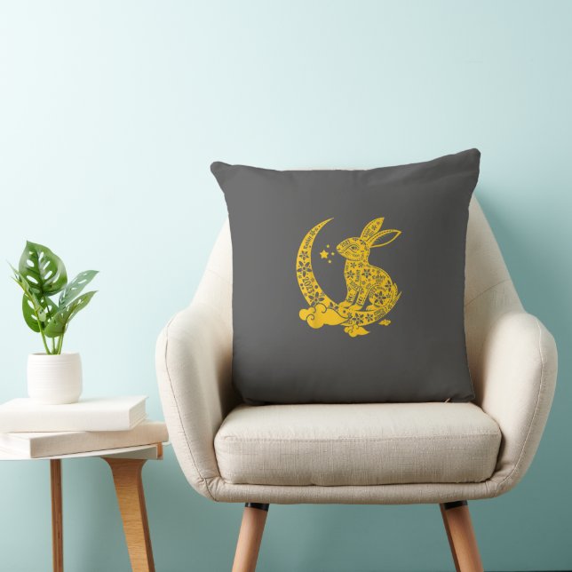 Coussin Bonne Année Lunaire De L'Oreiller À Jeu De Lapin (Chaise)