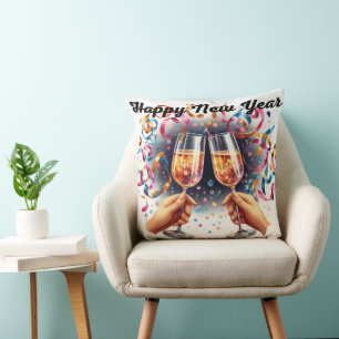 Coussin Bonne année, voeux de champagne