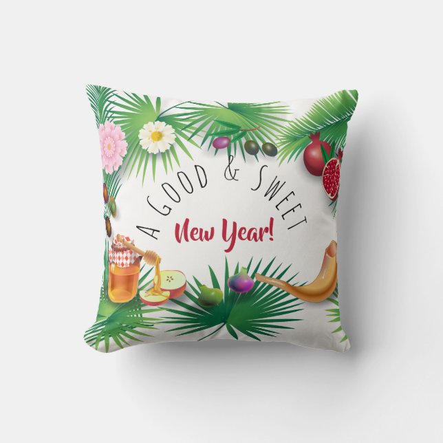 Coussin Bonne et douce nouvelle année ! Holiday Rosh Hasha (Recto)