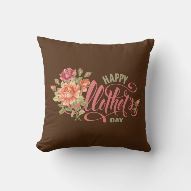 Coussin Bonne Fête Des Mères Avec Amour Et Fleurs Printemp (Recto)