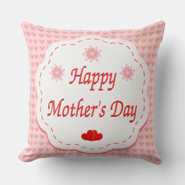 COUSSIN "BONNE FÊTE DES MÈRES " CŒURS ROSES (Recto)