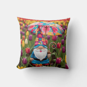 Coussin Bonne fête des mères : Gnome in Tulip Field