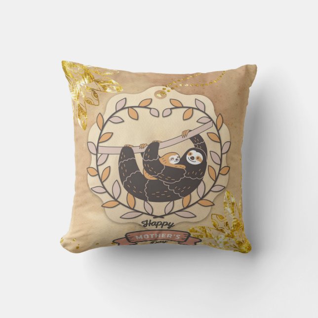 Coussin Bonne fête des mères mignonne amusant Koala Sloth  (Recto)