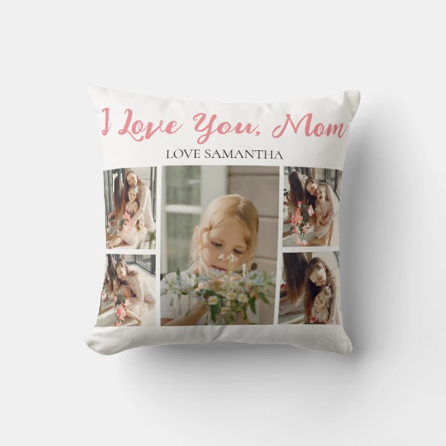 Coussin Bonne fête des mères | Simple script moderne 5 pho (Recto)