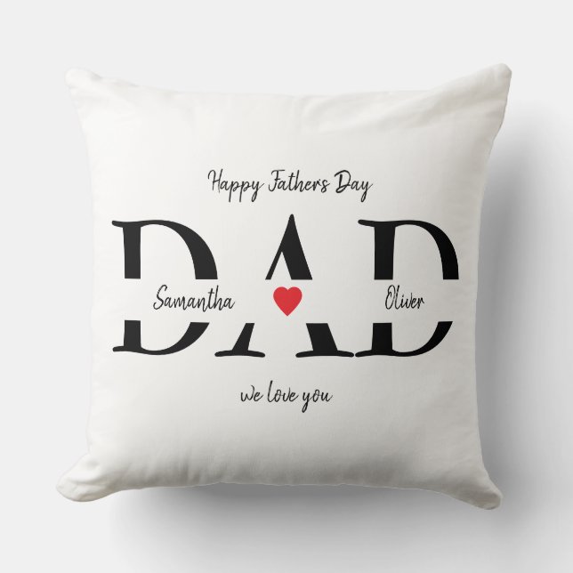 Coussin Bonne Fête des pères avec le nom des enfants - (Recto)