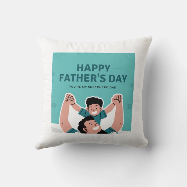 Coussin Bonne Fête des pères - Superhero papa Jetez l'orei (Verso)
