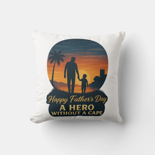 Coussin Bonne Fête des pères - Un héros sans cap (Recto)