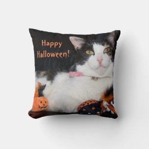 Coussin Bonne Halloween Calico Chat avec Citrouille