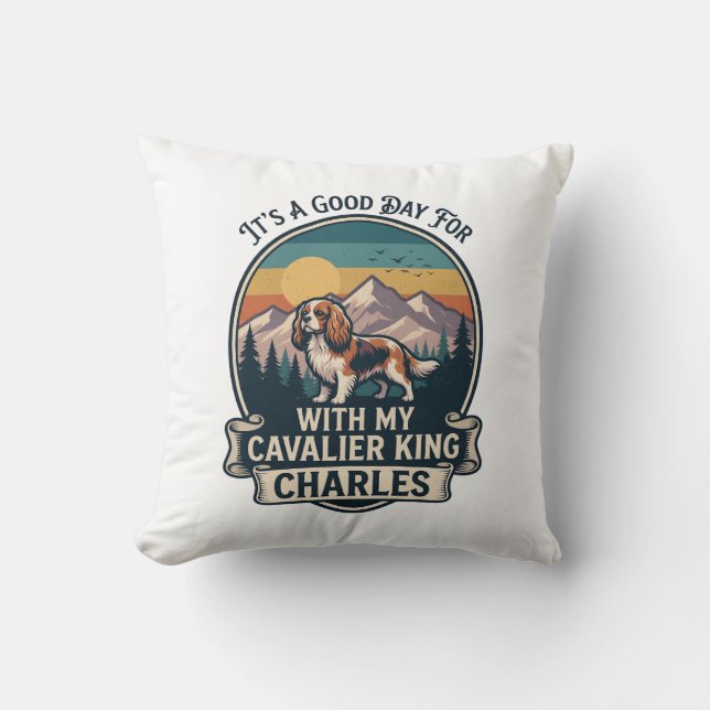 Coussin Bonne journée de randonnée Cavalier King Charles C (Recto)