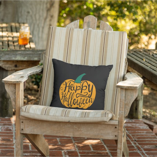 Coussin Bonne lettre Halloween sur citrouille sculpté (Chaise)