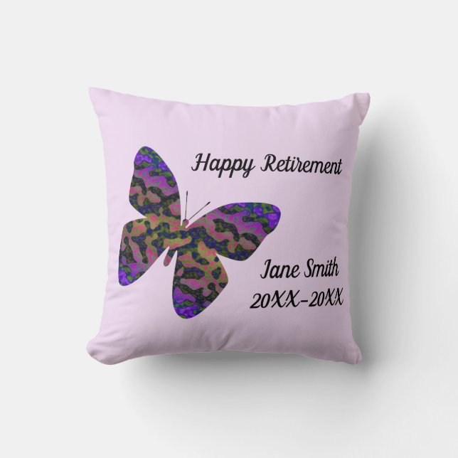 Coussin Bonne retraite Employé Garder Vivid Papillon (Recto)