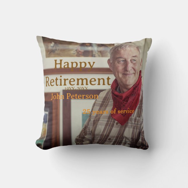 Coussin Bonne retraite photo nom année de service (Recto)