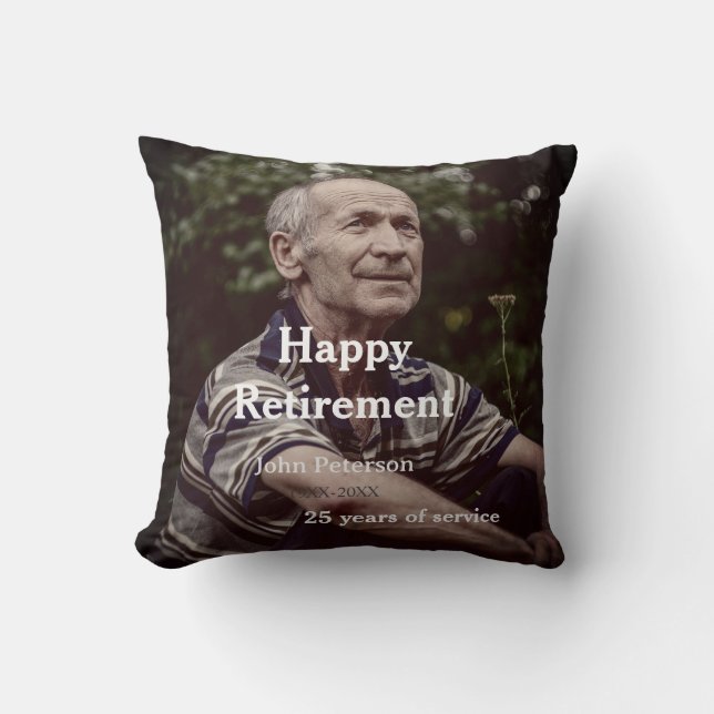 Coussin Bonne retraite photo nom année de service (Recto)