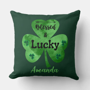 Coussin Bonne Saint Patrick's Day béni et chanceux