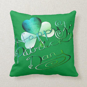 Coussin "Bonne Saint Patrick's Day" écrit à la main avec