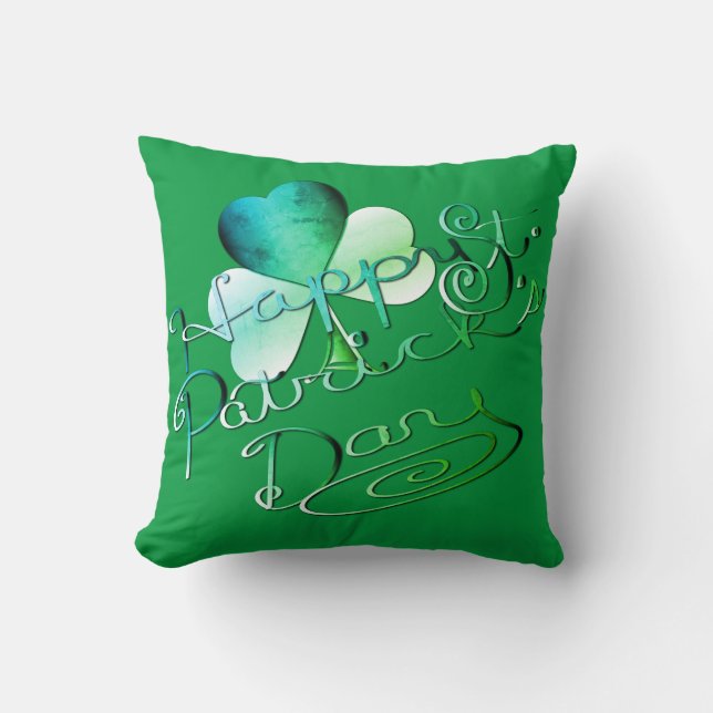 Coussin "Bonne Saint Patrick's Day" écrit à la main avec l (Recto)