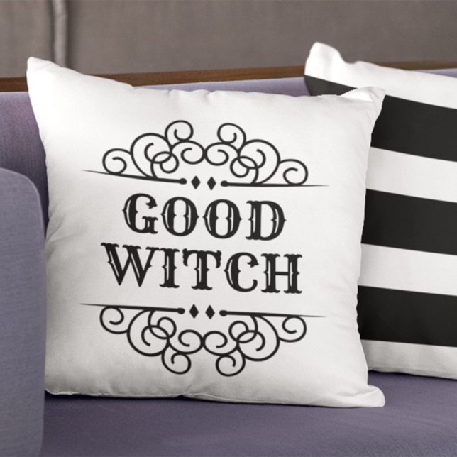 Coussin Bonne sorcière blanc Halloween personnalisé (Créateur téléchargé)