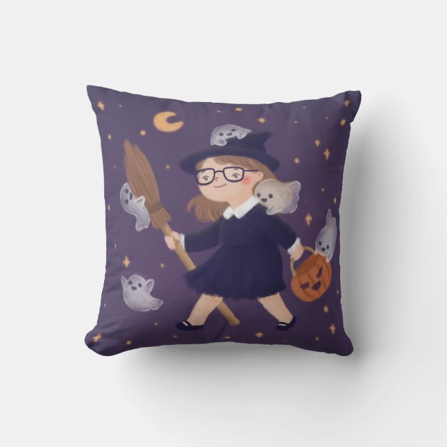 Coussin Bonne Sorcière Halloween & Fantômes (Recto)