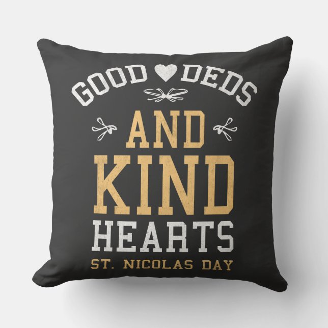 Coussin Bonnes actions et Coeurs gentils Saint-Nicolas (Recto)