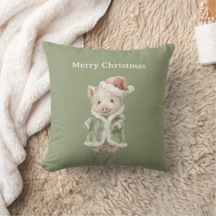 Coussin Bonnet de Noël Rouge Happy Pig